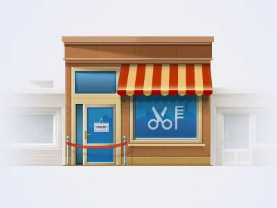 Hairdresser Salon building hair hairdresser icon illustration indestudio salon scisors