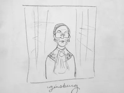 Ruth Bader Ginsburg drawing illustration pencil sketch