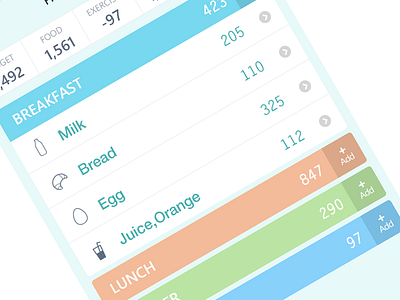 Lose It-Logs app calories flat food ios iphone mobile ui ux