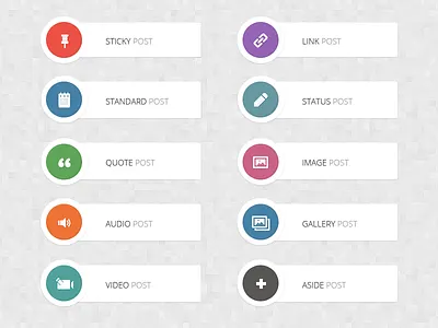 Retina Post Format Icons [FREE] audio edit free gallery icons image link pin psd quote retina status sticky video