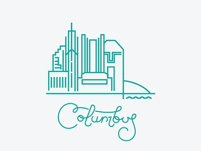 Columbus cities columbus illustration j fletcher lettering monoline ohio