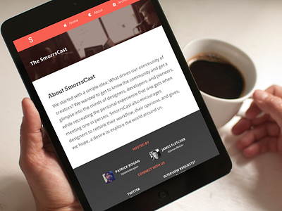 SmorrsCast Launched! about black cast clean coffee cool ipad james mini minimal mockup patrick responsive s smorrs smorrscast web