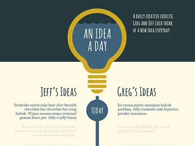 An Idea A Day amatic flat design georgia ideas lightbulb page single timeline water waves website