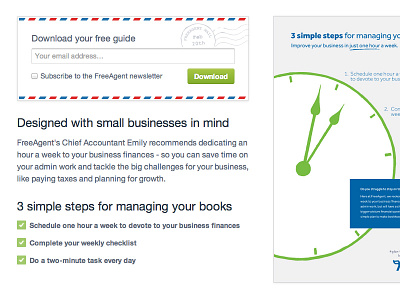Three simple steps email freeagent landing minimal website