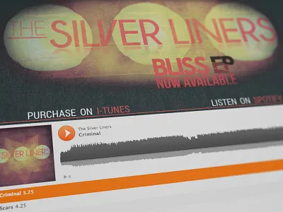 The Silver Liners Home Page #2 bands mockup music web web design