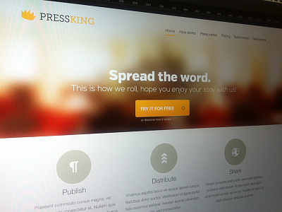 Pressking homepage homepage web design wip work in progress