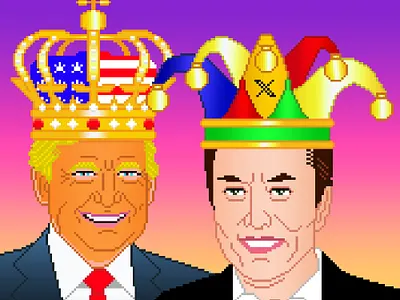 KING and JOKER 8bit big pixel design elon musk illustration peter stemmler pixel art quickhoney trump