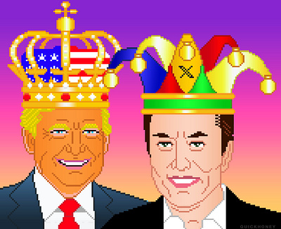 KING and JOKER 8bit big pixel design elon musk illustration peter stemmler pixel art quickhoney trump