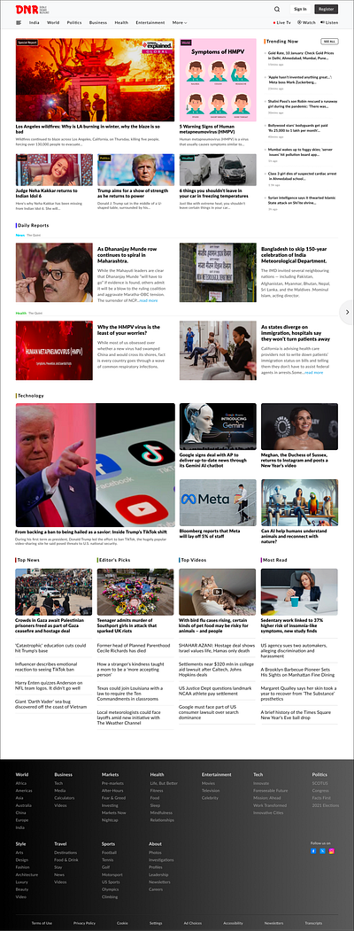 News Website UI Design figma footer homepage news news website news website ui newswebsite home page ui user experience webdesign