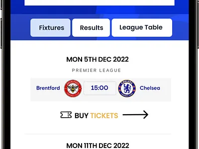 Chelsea Prototype Match Schedule branding design figma graphic design ui