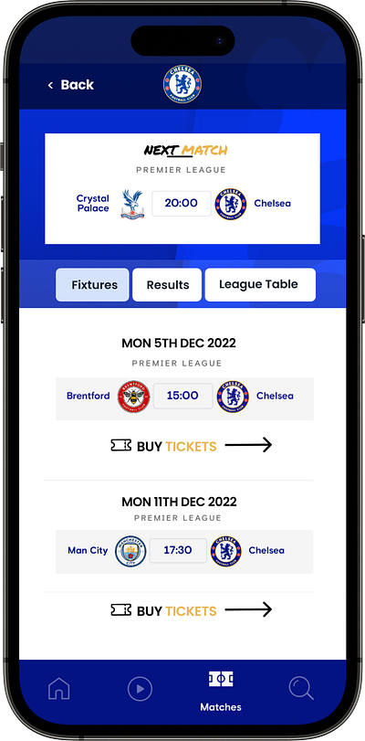 Chelsea Prototype Match Schedule branding design figma graphic design ui