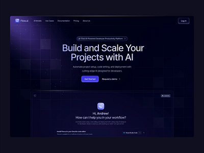 Flow.ai Hero Section ai animation clean design figma hero mobile modern ui ux website