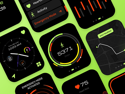 Concept Smart Watch | InSafeHands apple watch clock darkmode design graphic design healthapp heart tracker heartrate heathcare safe app smart watch stepcounter steps typography ui ux watch watch os watch screen watchapp