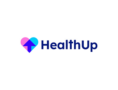 Health up logo design arrow branding grow health healthy heart identity logo logo design medical up