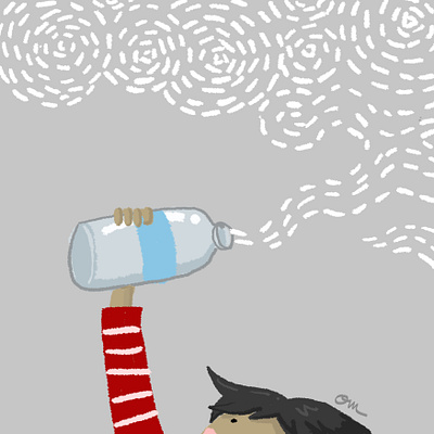 A girl and her cloud bottle art cartoon character children childrensbook cute design drawing dream illustration