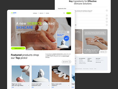 Maneo skincare 3d design graphic design landing page maneo mobile design skincare ui web