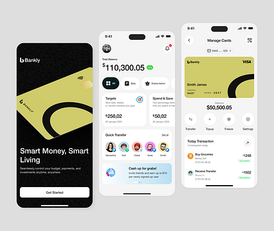 Finance Mobile App banking app design digital banking finance app finance mobile app fintech fintech app fintech design interface mobile application mobileapp money management product design savings ui ui design uiux ux
