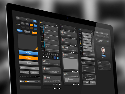 App Interface Kit app black blue button buttons clean design grey gui guide icon icons interface kit layout mobile orange style ui ux