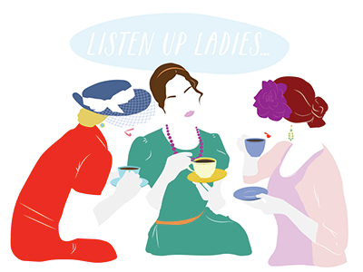 "ladies luncheon" bridal shower invite illustration