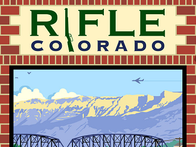 Rifle, Colorado airplane bricks bridge colorado design illustration landscape mountains poster rifle typography