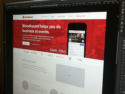 home basic bloodhound events home landing mobile red simple wireframe