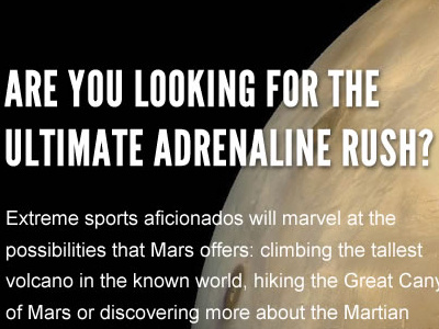 Red Planet Adventure Tours arial black league gothic