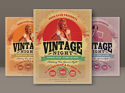 Vintage Party Flyer flyer flyer template invitation party flyer photoshop photoshop template poster retro retro flyer retro poster template vintage vintage flyer