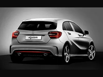 Mercedes new a-class a class car illustration mercedes photoshop