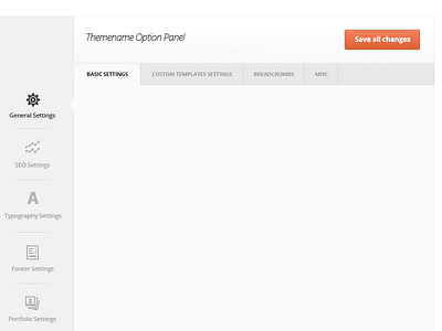 Option Panel Update button clean grey light options orange sidebar tabs ui white wordpress wptitans