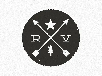 Roanoke, VA arrow badge black circle deming forest indian insignia logo retro star tree type vintage x