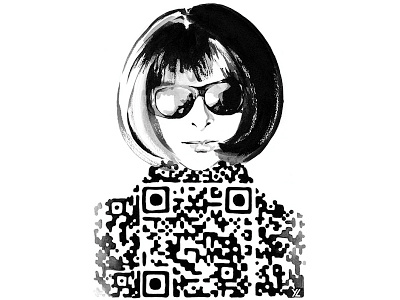 Anna Wintour QR Code Fashion Art 2d anna anna wintour art artist code device fashion female icon illustration intriguing ipad iphone jewellery magazine meet obsession mobile qr qr code quick response scan twin twins vogue wintour yiying lu yiyinglu