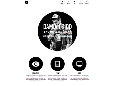 Damian Kidd - Website black and white coding css html lightbox new one page portfolio site web design website