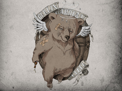 Berlin Guardian Angel bear drunk illustration pen wacom