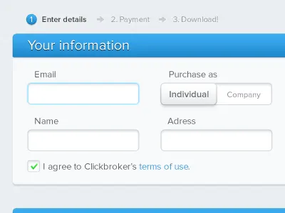 Clickbroker purchase form bootstrap breadcrumbs checkbox checkout form purchase slider ui