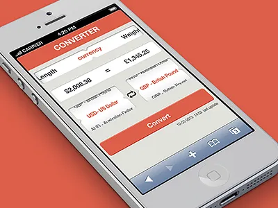 Converter app converter gui interface iphone orange slider ui web