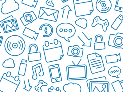 Clutter collage icons illustration pattern vector