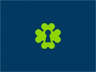 Luckey blue clover door flower green happy icon key keyhole leaf logo luck lucky nature plant safe vault