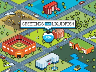 Self Promo: Folding Card/Stationery 8 bit bricktown buildings city colorful drawing illustration liquidfish map oklahoma pixel streets structure