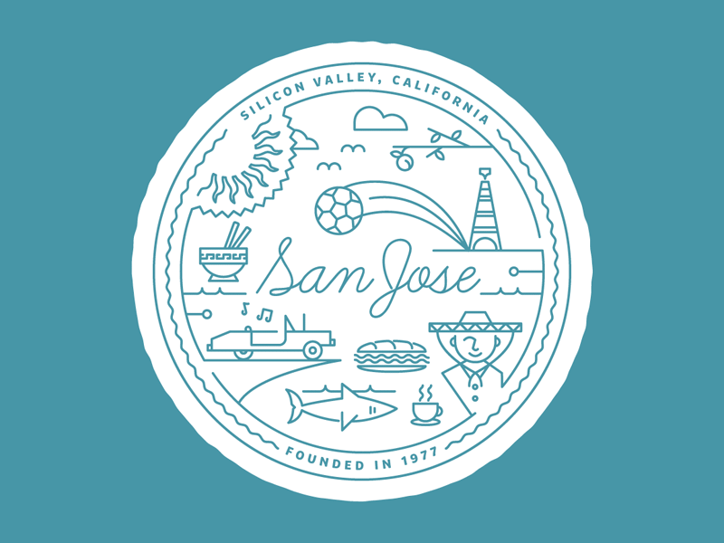 [GIF] Feedback? - San Jose T-Shirt apricot banh mi coffee color dangerdom dominic flask illustration jose lowrider mariachi mid century noodles san shark sky soccer sun