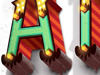 Circus type peak bulb type circus color digital lettering sign sign lettering type