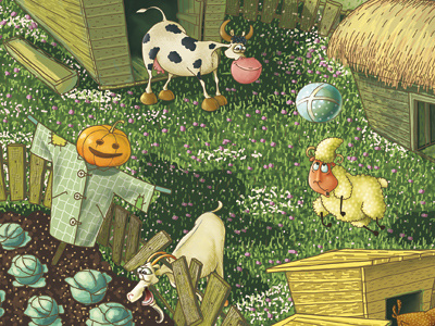 Farm animals character design illustration