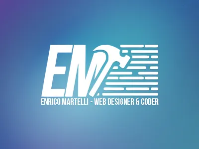 Enrico Martelli's Logo code coder coding designer em enrico gausian hammers logo martelli minimal personal rows web white