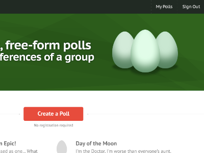 Polling Project eggs homepage polls