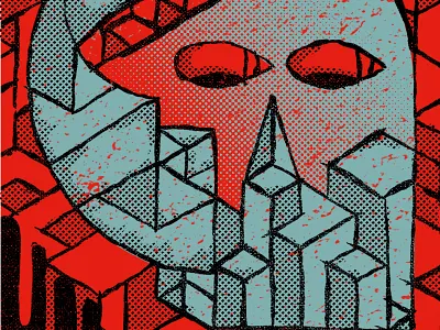 Skull halftone illustration ink patterns pen personal work