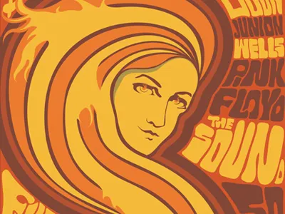 Psychedelic Poster fire girl illustration poster psychedelic vector yellow