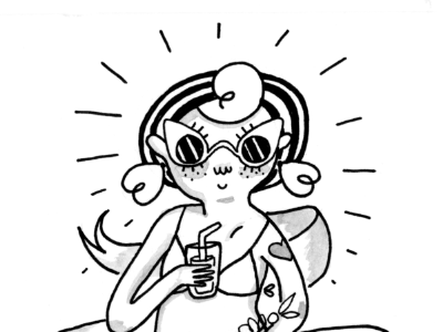 Beach Babe. beach brush cute digital girl illustration ink tuesday bassen