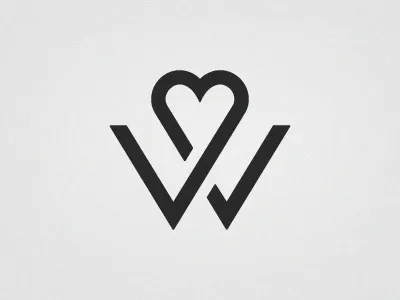 Wedding Logo heart letter w logo monogram wedding
