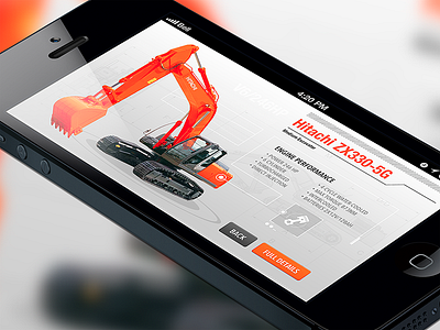 Excavator details view app design details engine excavator interface ios iphone ui