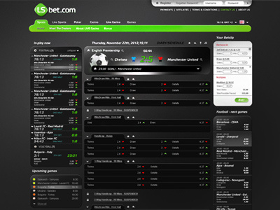 LSbet.com Website design - Live Sports page baccarat bet black jack casino gamble game games live sports lsbet lsbet.com poker roulette soccer sports win