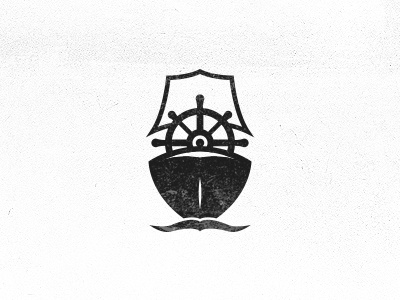 Pirate Ship icon logo mark ocean sea ship ship wheel strong wave waves